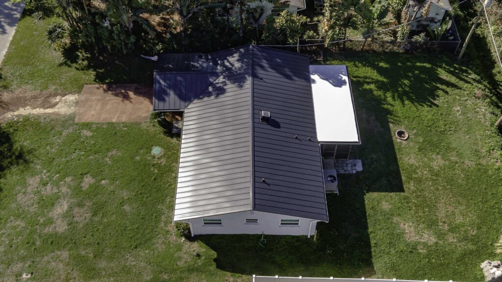 Finished metal Roof - Grant Valkaria - Blue - Overhead Shot